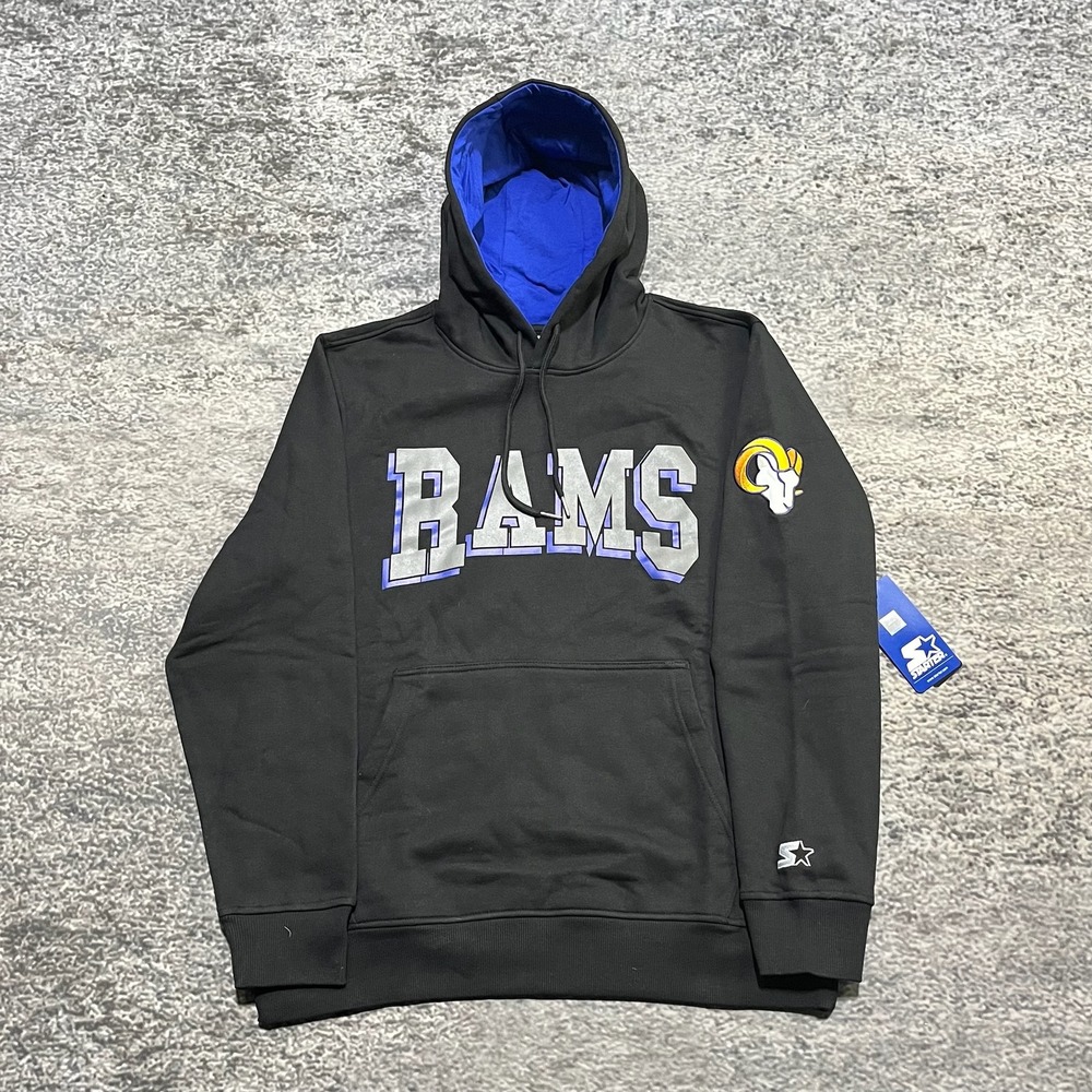 NWT Los Angeles Rams Starter Hoodie Mens Large Black NFL Logo Sweatshirt